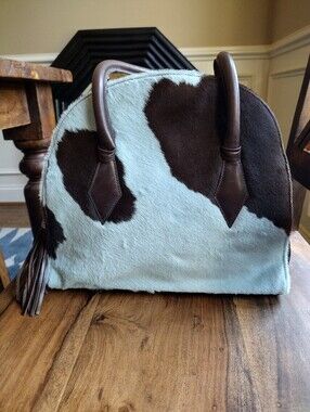 Donald Pliner Light Blue Cow Print Handbag
